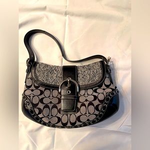 Coach medium shoulder bag in material with leather trim